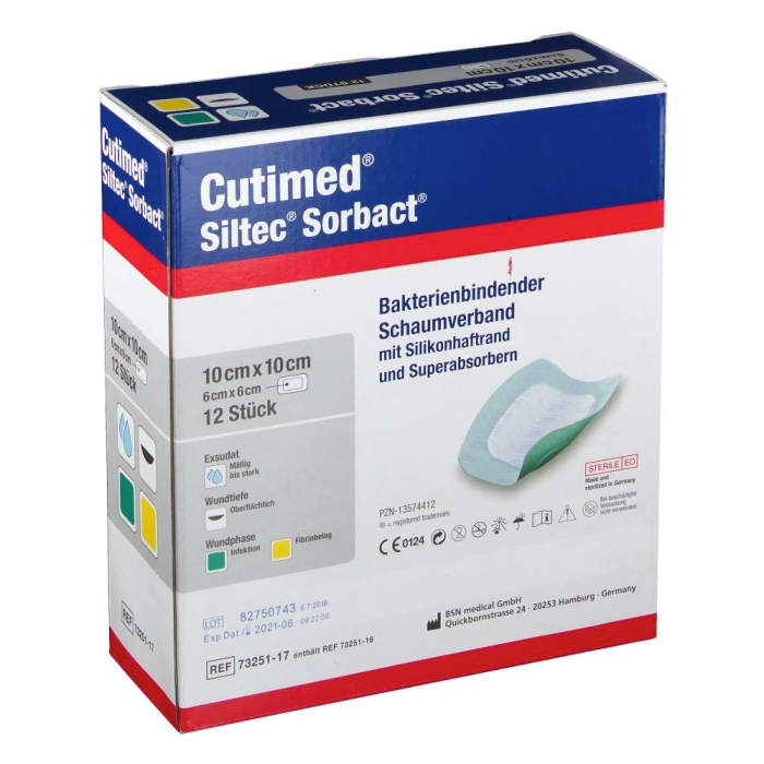 Cutimed Siltec Sorbact 10x10 cm